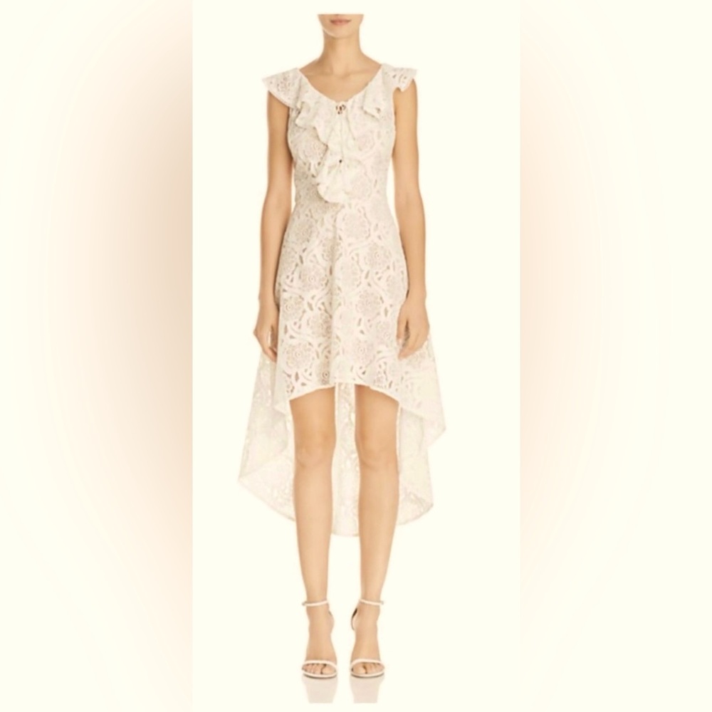Aqua Cream High Low Lace Dress